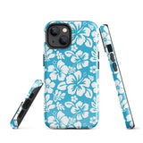 Aqua Blue and White Hawaiian Flowers Tough Case for iPhone®