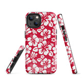 Red and White Hawaiian Flowers Tough Case for iPhone®