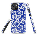 Royal Blue and White Hawaiian Flowers Tough Case for iPhone®