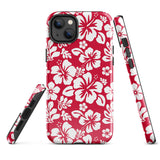 Red and White Hawaiian Flowers Tough Case for iPhone®