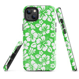 Lime Green and White Hawaiian Flowers Tough Case for iPhone®