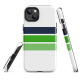 Navy Blue and Greens Classic Surf Stripes Tough Case for iPhone®