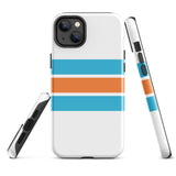 Aqua Blue and Orange Classic Surf Stripes Tough Case for iPhone®