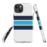 Navy and Aqua Blue Classic Surf Stripes Tough Case for iPhone®