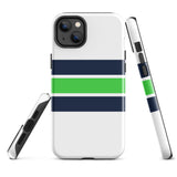 Navy Blue and Lime Green Classic Surf Stripes Tough Case for iPhone®