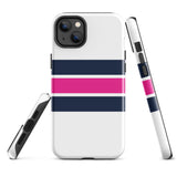 Navy Blue and Hot Pink Classic Surf Stripes Tough Case for iPhone®