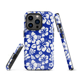 Royal Blue and White Hawaiian Flowers Tough Case for iPhone®