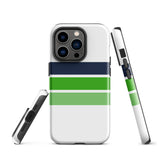 Navy Blue and Greens Classic Surf Stripes Tough Case for iPhone®