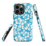 Aqua Blue and White Hawaiian Flowers Tough Case for iPhone®