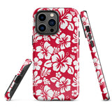 Red and White Hawaiian Flowers Tough Case for iPhone®