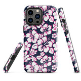 Navy Blue, Hot Pink and White Hawaiian Flowers Tough Case for iPhone®