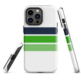 Navy Blue and Greens Classic Surf Stripes Tough Case for iPhone®