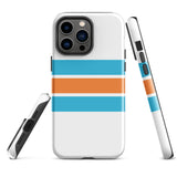 Aqua Blue and Orange Classic Surf Stripes Tough Case for iPhone®