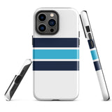 Navy and Aqua Blue Classic Surf Stripes Tough Case for iPhone®