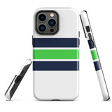 Navy Blue and Lime Green Classic Surf Stripes Tough Case for iPhone®