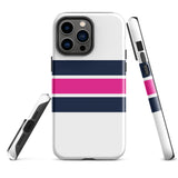 Navy Blue and Hot Pink Classic Surf Stripes Tough Case for iPhone®