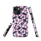 Navy Blue, Hot Pink and White Hawaiian Flowers Tough Case for iPhone®