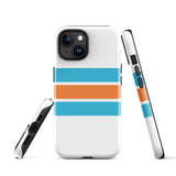 Aqua Blue and Orange Classic Surf Stripes Tough Case for iPhone®