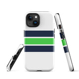 Navy Blue and Lime Green Classic Surf Stripes Tough Case for iPhone®