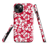 Red and White Hawaiian Flowers Tough Case for iPhone®