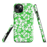 Lime Green and White Hawaiian Flowers Tough Case for iPhone®