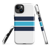 Navy and Aqua Blue Classic Surf Stripes Tough Case for iPhone®