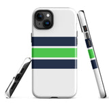 Navy Blue and Lime Green Classic Surf Stripes Tough Case for iPhone®