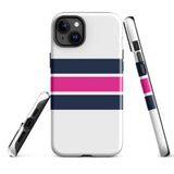 Navy Blue and Hot Pink Classic Surf Stripes Tough Case for iPhone®