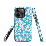 Aqua Blue and White Hawaiian Flowers Tough Case for iPhone®