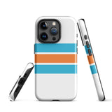 Aqua Blue and Orange Classic Surf Stripes Tough Case for iPhone®