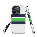 Navy Blue and Lime Green Classic Surf Stripes Tough Case for iPhone®