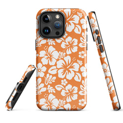 Orange and White Hawaiian Flowers Tough Case for iPhone