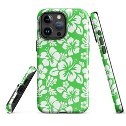 Lime Green and White Hawaiian Flowers Tough Case for iPhone