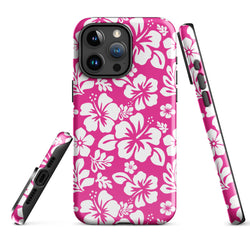 Hot Pink and White Hawaiian Flowers Tough Case for iPhone