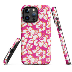 Hot Pink, Orange and White Hawaiian Flowers Tough Case for iPhone