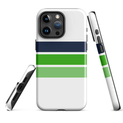 Navy Blue and Greens Classic Surf Stripes Tough Case for iPhone