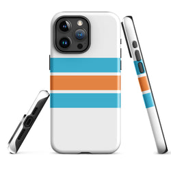 Aqua Blue and Orange Classic Surf Stripes Tough Case for iPhone