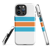 Aqua Blue and Orange Classic Surf Stripes Tough Case for iPhone®