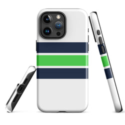 Navy Blue and Lime Green Classic Surf Stripes Tough Case for iPhone