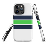 Navy Blue and Lime Green Classic Surf Stripes Tough Case for iPhone®