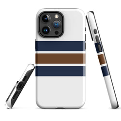 Navy Blue and Brown Classic Surf Stripes Tough Case for iPhone®