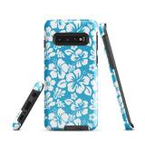 Aqua Blue and White Hawaiian Flowers Tough Case for Samsung® Galaxy Phone