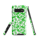 Lime Green and White Hawaiian Flowers Tough Case for Samsung® Galaxy Phone