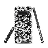 Black and White Hawaiian Flowers Tough Case for Samsung® Galaxy Phone