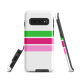 Preppy Lime Green and Pinks Classic Surf Stripes Tough Case for Samsung® Galaxy Phone