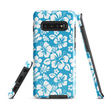 Aqua Blue and White Hawaiian Flowers Tough Case for Samsung® Galaxy Phone