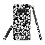 Black and White Hawaiian Flowers Tough Case for Samsung® Galaxy Phone