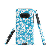 Aqua Blue and White Hawaiian Flowers Tough Case for Samsung® Galaxy Phone