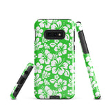 Lime Green and White Hawaiian Flowers Tough Case for Samsung® Galaxy Phone