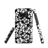 Black and White Hawaiian Flowers Tough Case for Samsung® Galaxy Phone